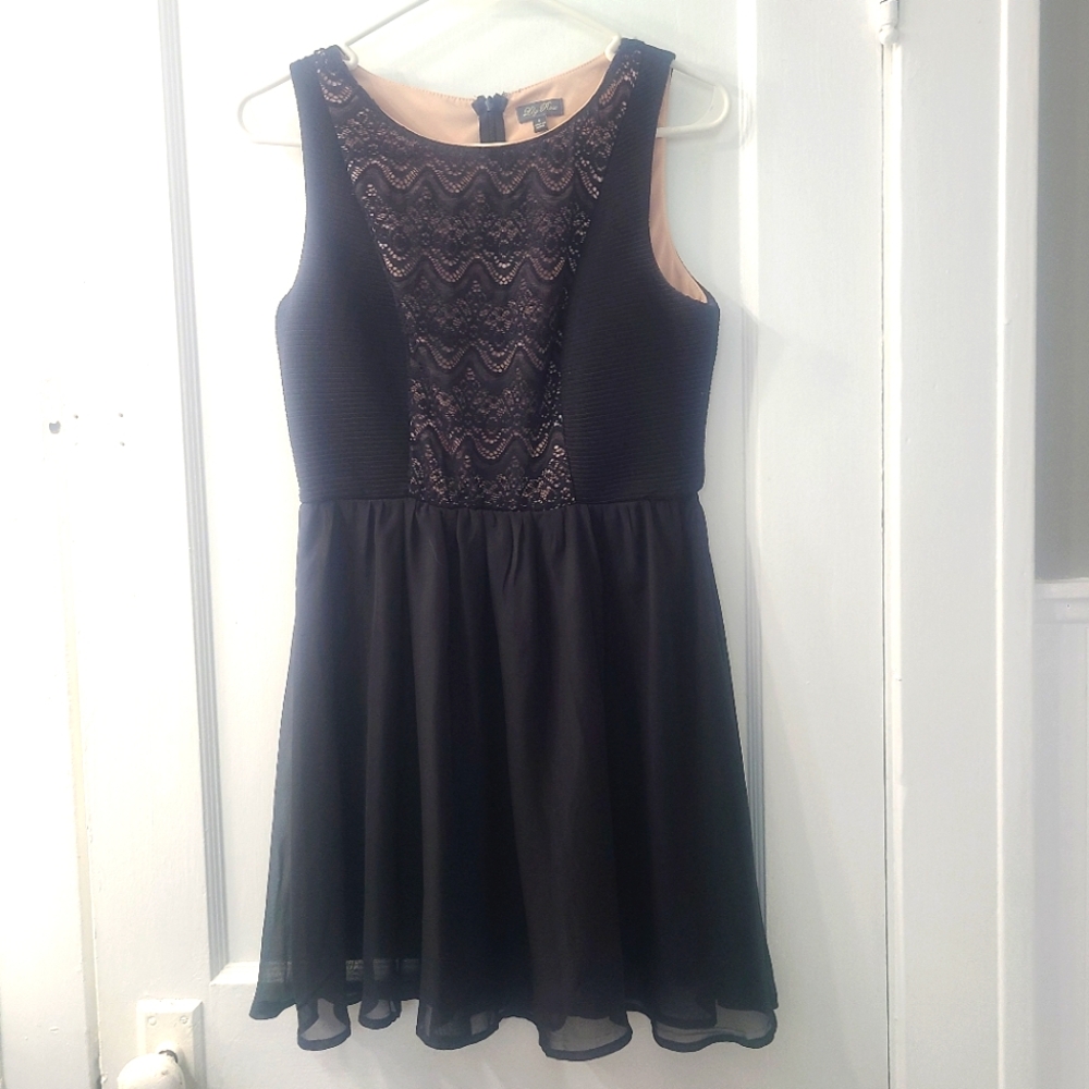 Laced front mini black dress size small